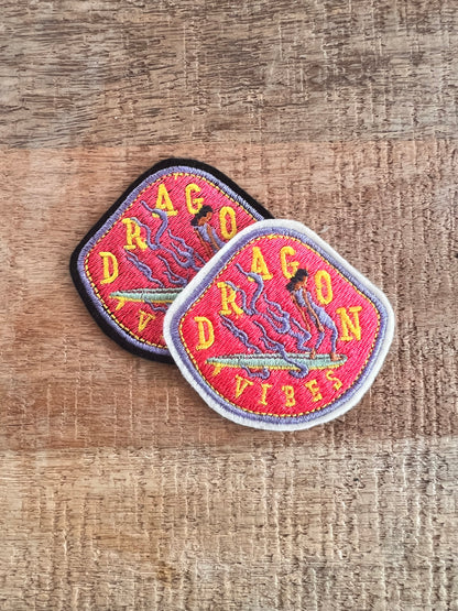 DRAGON VIBES Embroidered Iron-On Patch - Surf with Ginger